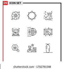 Pack Of 9 Creative Outlines Of Shipping Services; Delivery; Christmas; Property; House Editable Vector Design Elements