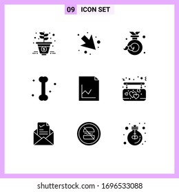Pack of 9 creative Solid Glyphs of graph; analytics; dad; medicine; medical Editable Vector Design Elements
