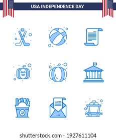 Pack of 9 creative USA Independence Day related Blues of american; bank; file; usa festival; american Editable USA Day Vector Design Elements