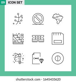 Pack of 9 Line Style Icon Set. Outline Symbols for print. Creative Signs Isolated on White Background. 9 Icon Set.