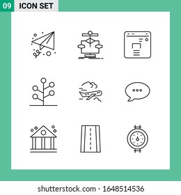 Pack of 9 Line Style Icon Set. Outline Symbols for print. Creative Signs Isolated on White Background. 9 Icon Set.