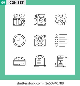 Pack of 9 Line Style Icon Set. Outline Symbols for print. Creative Signs Isolated on White Background. 9 Icon Set.