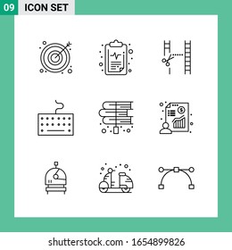Pack of 9 Line Style Icon Set. Outline Symbols for print. Creative Signs Isolated on White Background. 9 Icon Set.