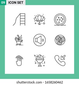 Pack of 9 Line Style Icon Set. Outline Symbols for print. Creative Signs Isolated on White Background. 9 Icon Set.