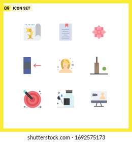 Pack of 9 Modern Flat Colors Signs and Symbols for Web Print Media such as female; import; learning; data; chinese Editable Vector Design Elements