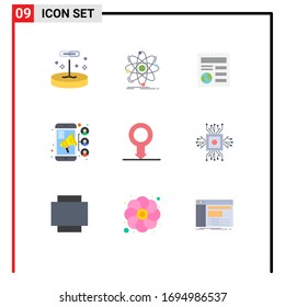 Pack of 9 Modern Flat Colors Signs and Symbols for Web Print Media such as human; teamwork; nuclear; team; ui Editable Vector Design Elements