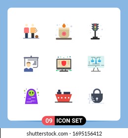Pack of 9 Modern Flat Colors Signs and Symbols for Web Print Media such as management; school; city; presentation; teacher Editable Vector Design Elements