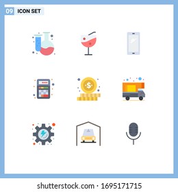 Pack of 9 Modern Flat Colors Signs and Symbols for Web Print Media such as online; calculator; smart phone; apps; add Editable Vector Design Elements