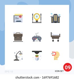 Pack of 9 Modern Flat Colors Signs and Symbols for Web Print Media such as portfolio; bag; generation; city; place Editable Vector Design Elements