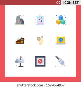 Pack of 9 Modern Flat Colors Signs and Symbols for Web Print Media such as office; like; box; user; building Editable Vector Design Elements
