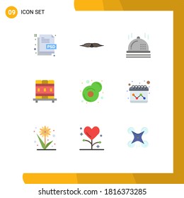 Paquete de 9 símbolos y símbolos modernos de color plano para medios de impresión web como huevo; estudios; masculino; educación; elementos de diseño de vectores editables para la cena