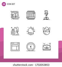 Pack of 9 Modern Outlines Signs and Symbols for Web Print Media such as office; fur; cutting; erite; steel Editable Vector Design Elements
