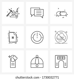 Pack of 9 Universal Line Icons for Web Applications off; h; conversation; files; file type Vector Illustration