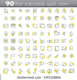 a pack of 90 usable and editable web icon