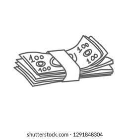 Pack of abstract currency. Doodle vector illustration