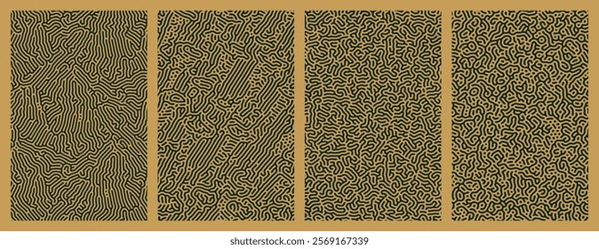 Pack of abstract organic line turing patterns designs for backgrounds
