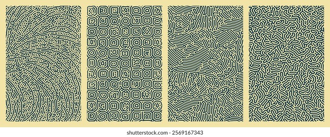 Pack of abstract organic line turing patterns designs for backgrounds