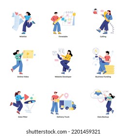 Pack of Activities Flat Illustrations 

