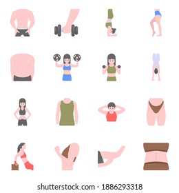 
Paquete de aerobios y iconos planos de entrenamiento 