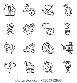 Pack of Affection Doodle Icons 

