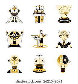 Pack of AI Innovations Hand Drawn Illustrations 
