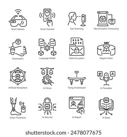 Pack of AI Services Linear Icons 
