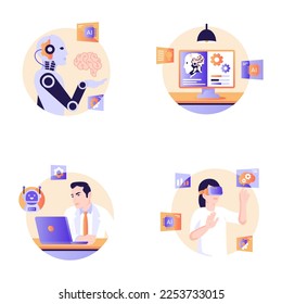 Pack of Ai Technology Flat Illustrations 
