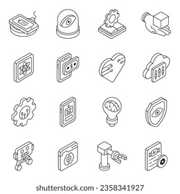 Pack of Ai Technology Linear Icons
