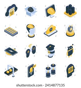 Pack of Ai and Vr Isometric Icons 

