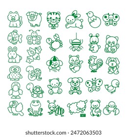 Pack of animal outline vector icon