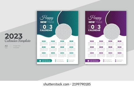 Pack of annual calendar design template  2023, Collection of new year calendar design  2023
