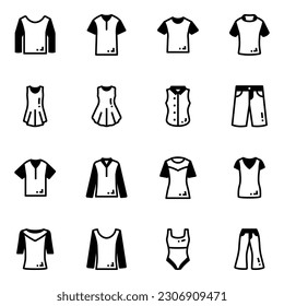 Pack of Apparels Glyph Icons 

