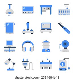 Pack of Appliances and Electronics Flat Icons
