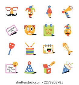 Pack of April Fools Day Flat Icons 

