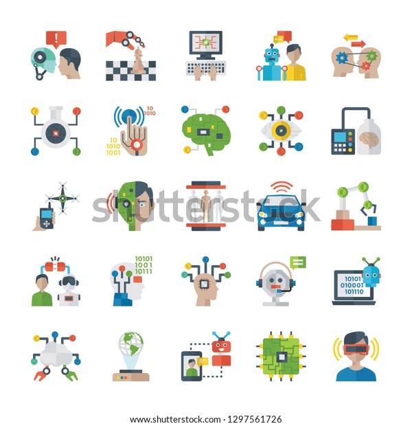 Pack Of Artificial\
Intelligence Flat Icons 