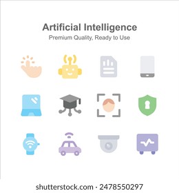 Pack of Artificial Intelligence icons in modern style