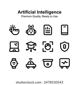 Pack of Artificial Intelligence icons in modern style