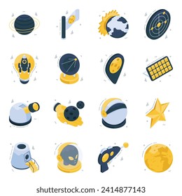 Envase de iconos isométricos de astrología