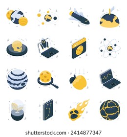 Pack of Astronomy Isometric Icons

