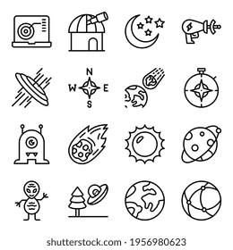 Pack of Astrophysics Linear Icons 