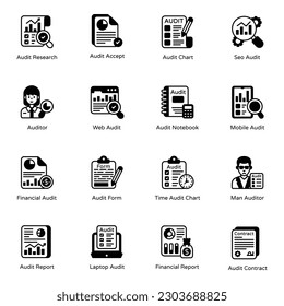 Pack of Audit Solid Icons 


