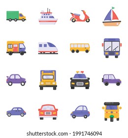 Pack of Automobiles Flat Icons 
