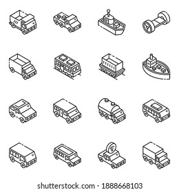 
Pack of Automobiles Glyph Isometric Icons 