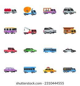 Pack of Automotives Flat Icons 

