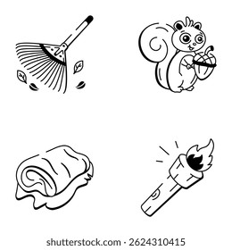 Pack of Autumn Doodle Style Icons 