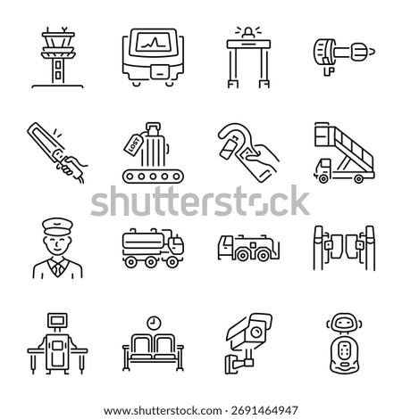 Pack of Aviation Line Style Icons 

