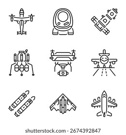 Pack of Avionics Line Style Icons 

