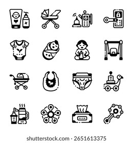 Pack of Baby Toys Filled Style Icons 
