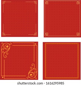 Pack Background template with chinese new year pattern in red
