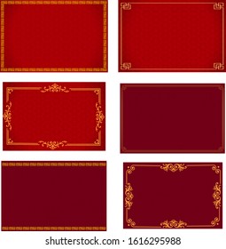 Pack Background template with chinese new year pattern in red